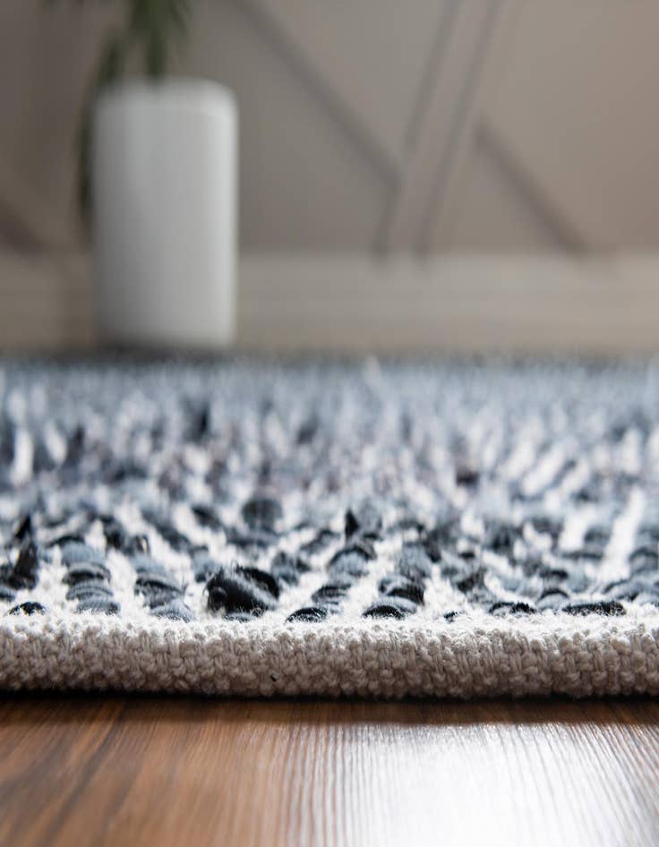 Detail image of  2' 7 x 10'  Hand Woven Chindi Chevron Runner Rug