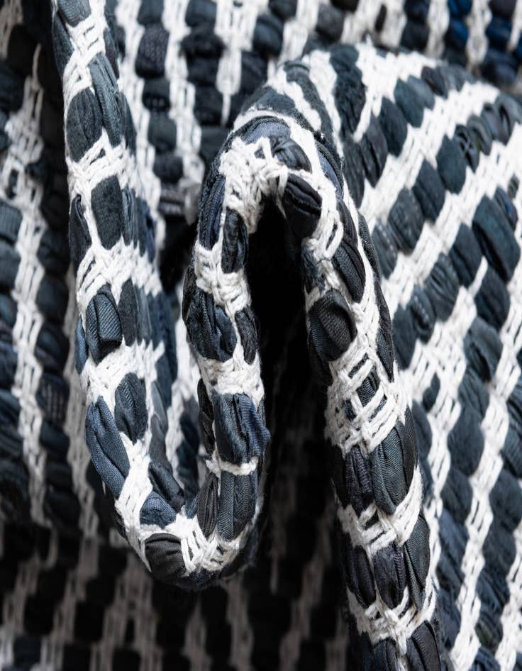 Detail image of  2' 7 x 10'  Hand Woven Chindi Chevron Runner Rug