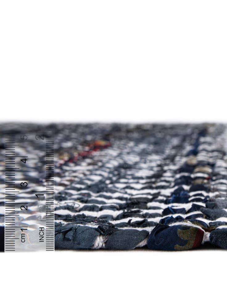 Detail image of  2' 7 x 10'  Hand Woven Chindi Chevron Runner Rug