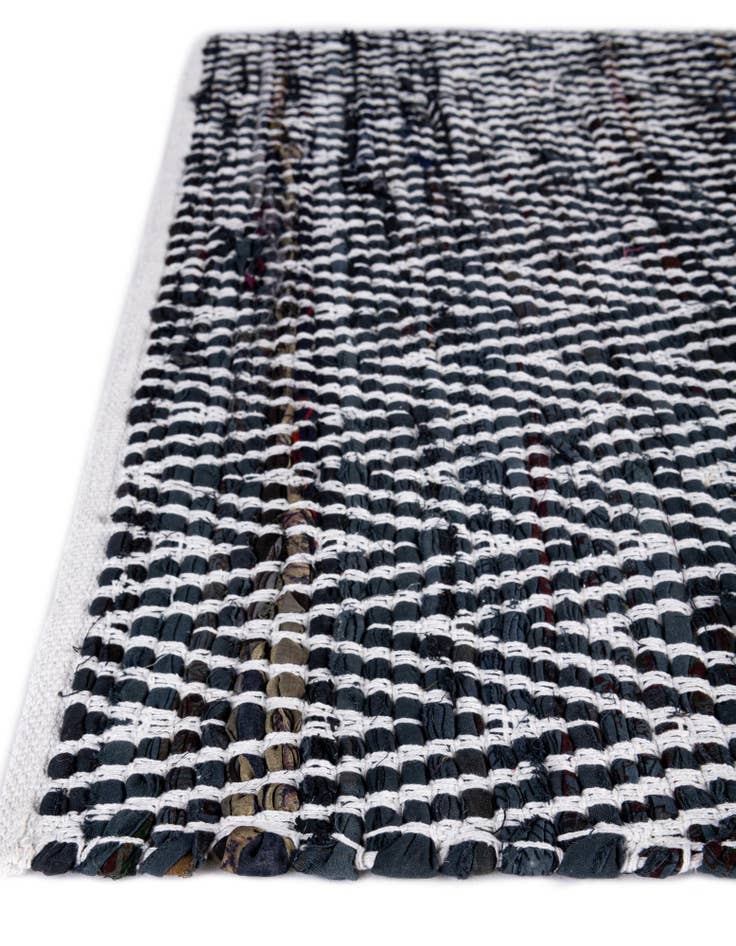 Detail image of  2' 7 x 10'  Hand Woven Chindi Chevron Runner Rug