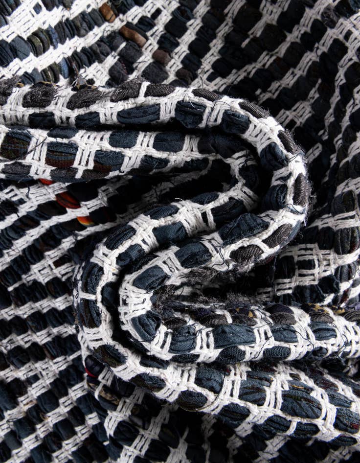 Detail image of  2' 7 x 10'  Hand Woven Chindi Chevron Runner Rug