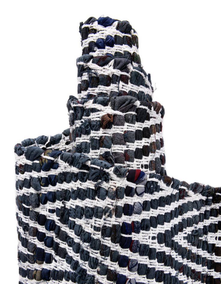 Detail image of  2' 7 x 10'  Hand Woven Chindi Chevron Runner Rug