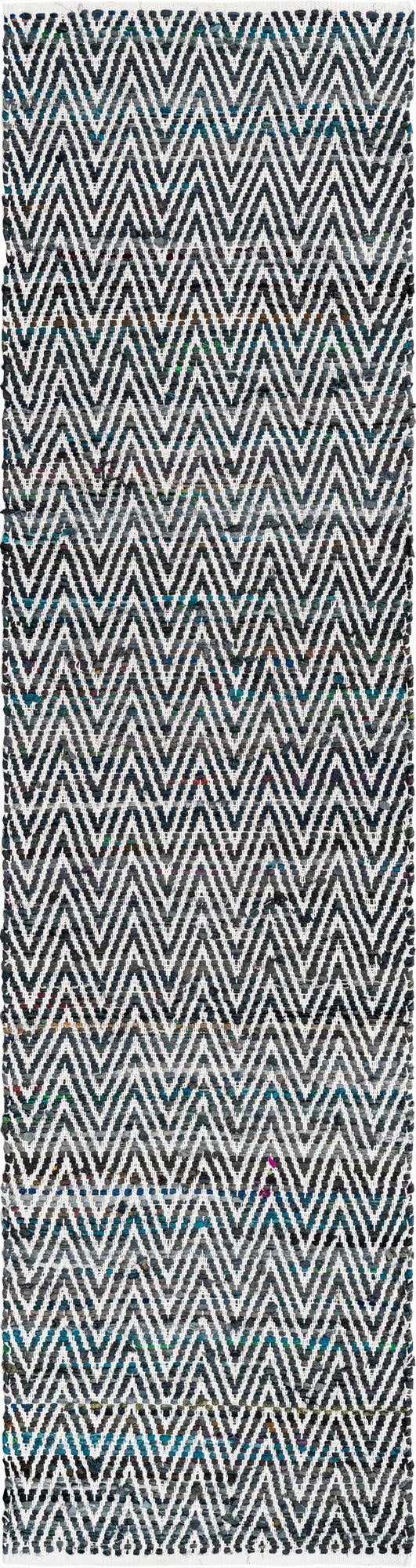  2' 7 x 10'  Hand Woven Chindi Chevron Runner Rug
