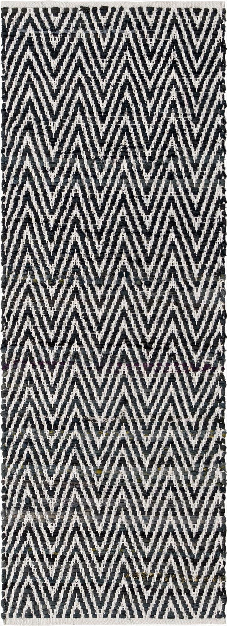  2' 2 x 6' 1  Hand Woven Chindi Chevron Runner Rug