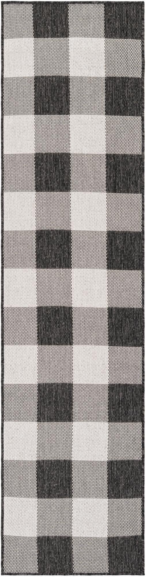  2' x 8'  Washable Checkered Indoor / Outdoor Runner Rug