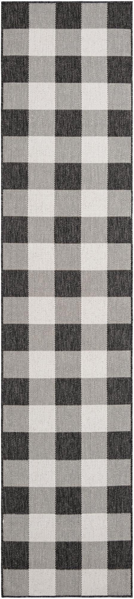  2' 7 x 12'  Washable Checkered Indoor / Outdoor Runner Rug