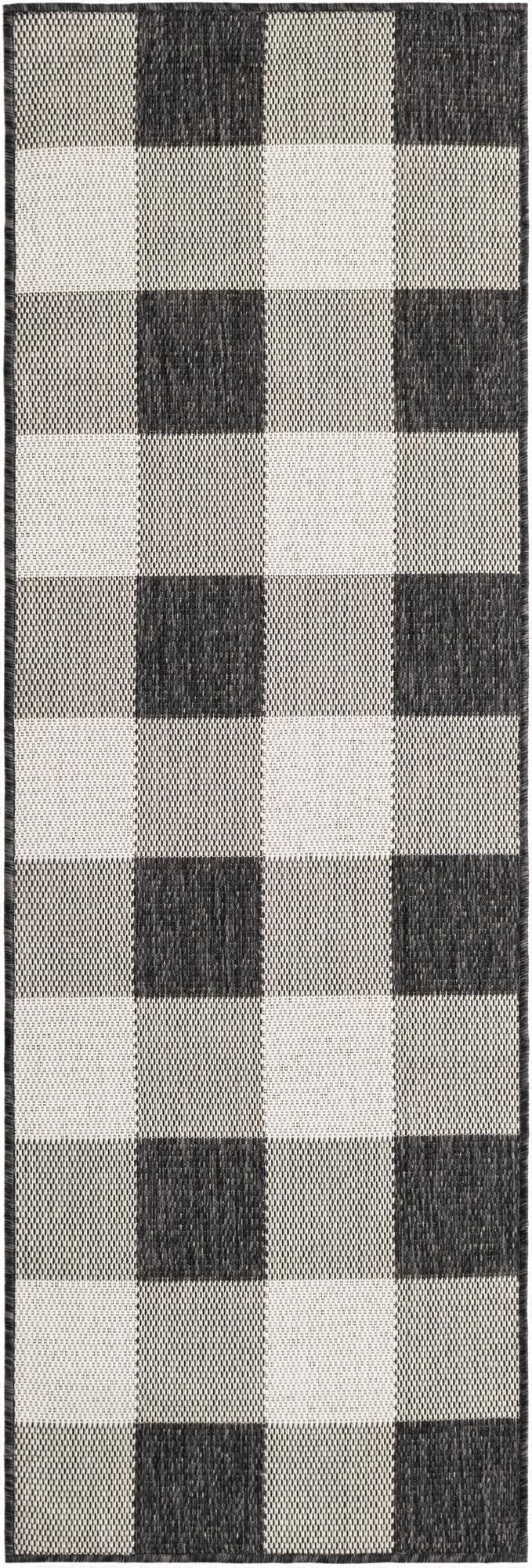  2' x 6'  Washable Checkered Indoor / Outdoor Runner Rug