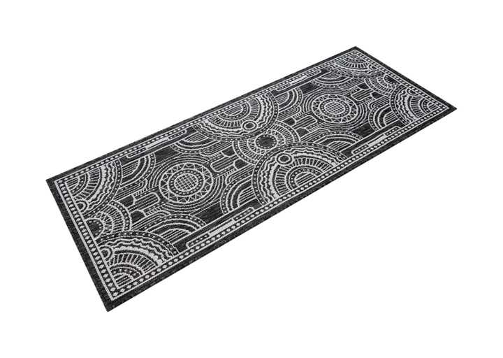 Black and White 2' x 5' 3 Traditional Indoor / Outdoor Runner Rug ...