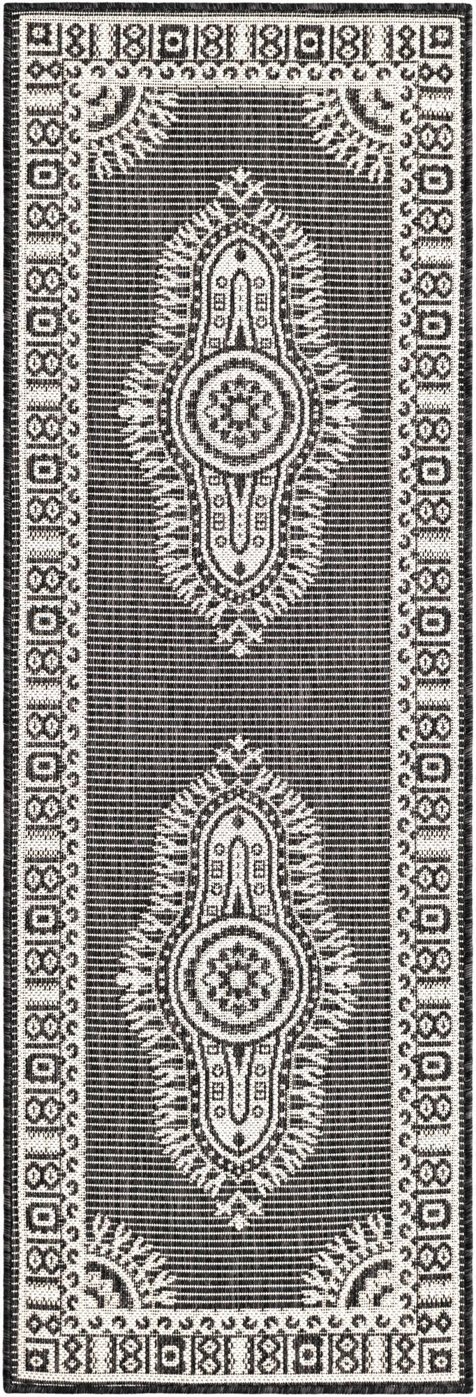  2' x 6'  Washable Traditional Indoor / Outdoor Runner Rug