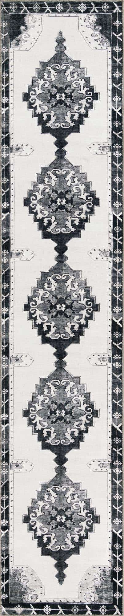 Black and White 2' x 12' Timeless Runner Rug