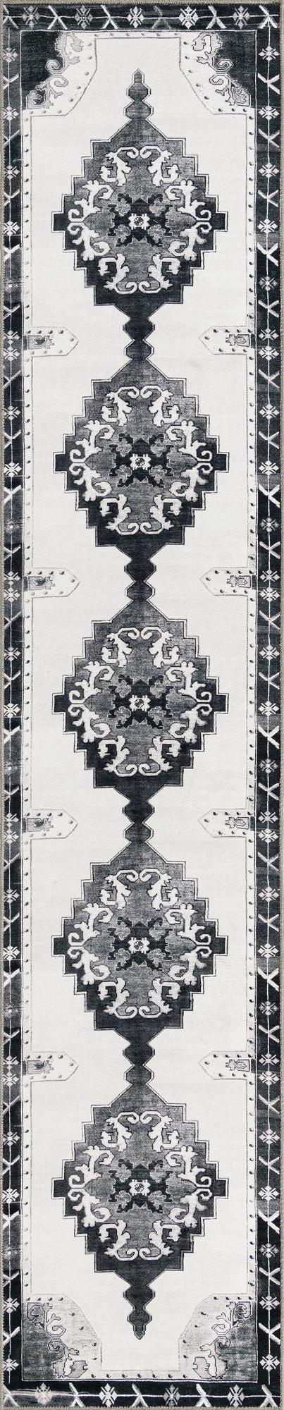 Black and White 2' x 12' Timeless Runner Rug - Main Image