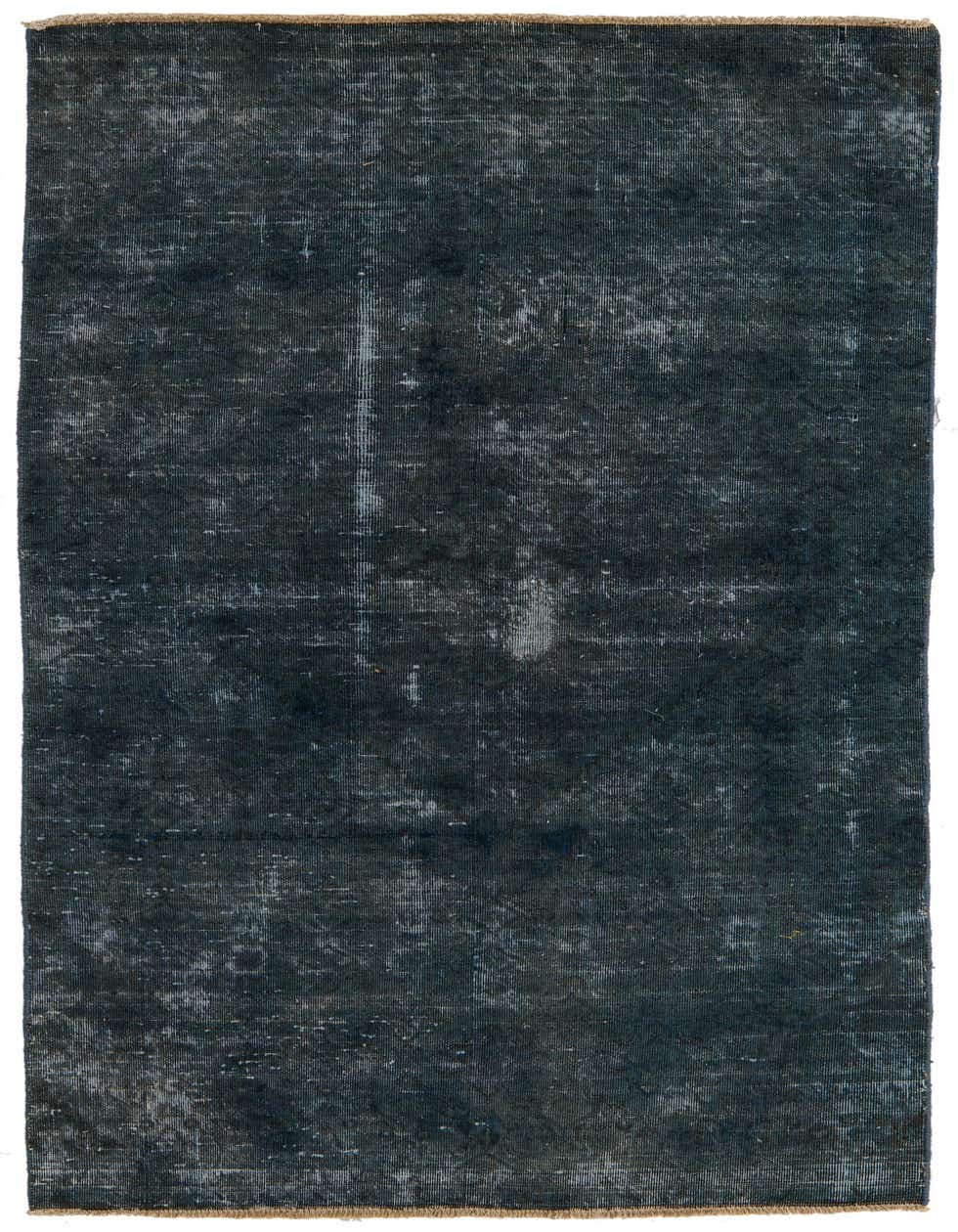 A distressed black and white Persian runner rug, 8 ft long, with a vintage look and subtle pattern.