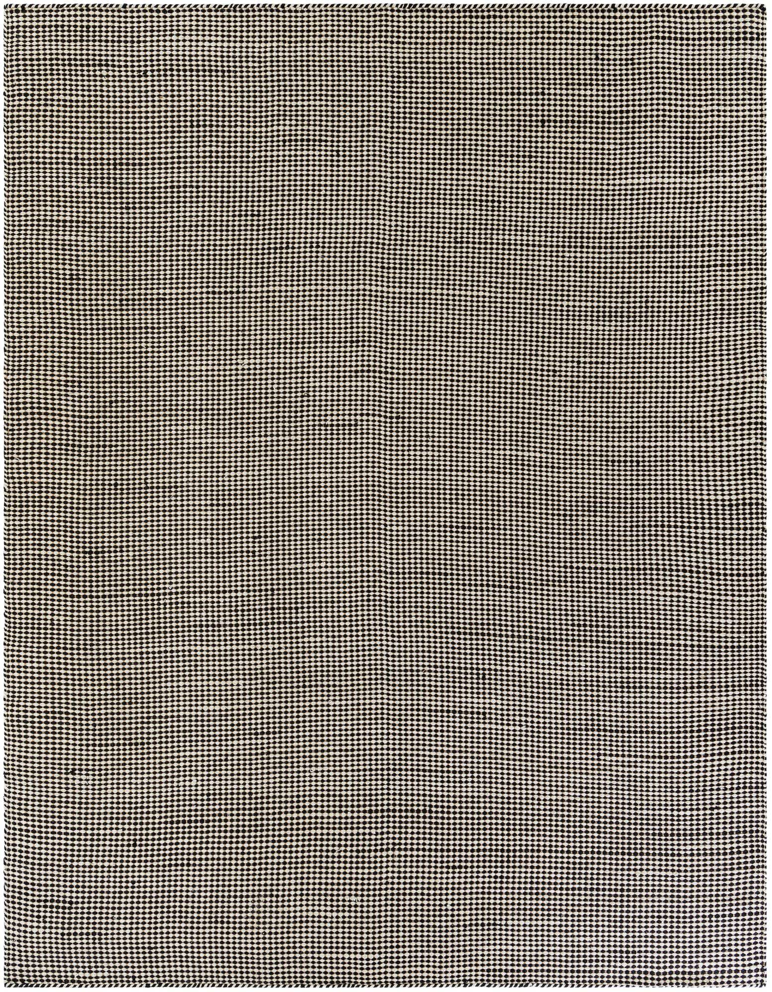 A 10'x10' square black and ivory modern jute area rug with a textured, flatweave pattern.
