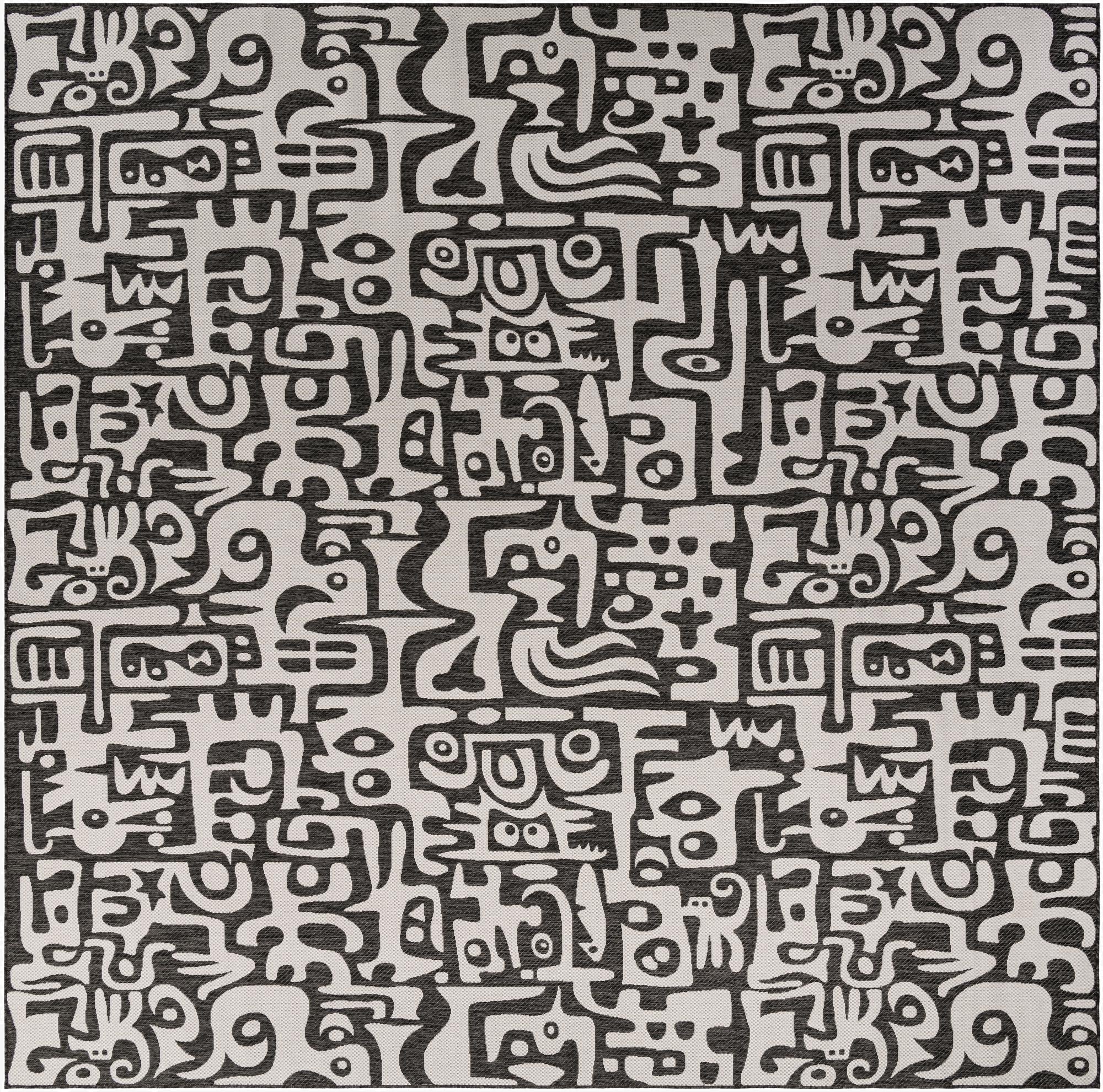  13' x 13'  Washable Modern Indoor / Outdoor Square Rug