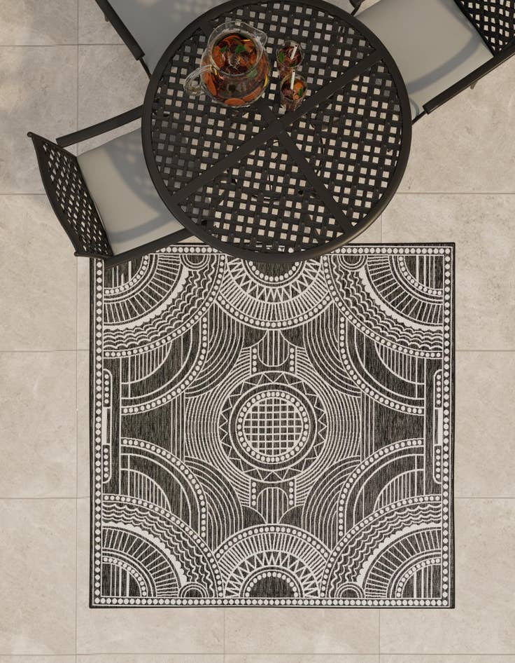 Detail image of  13' x 13'  Washable Traditional Indoor / Outdoor Square Rug