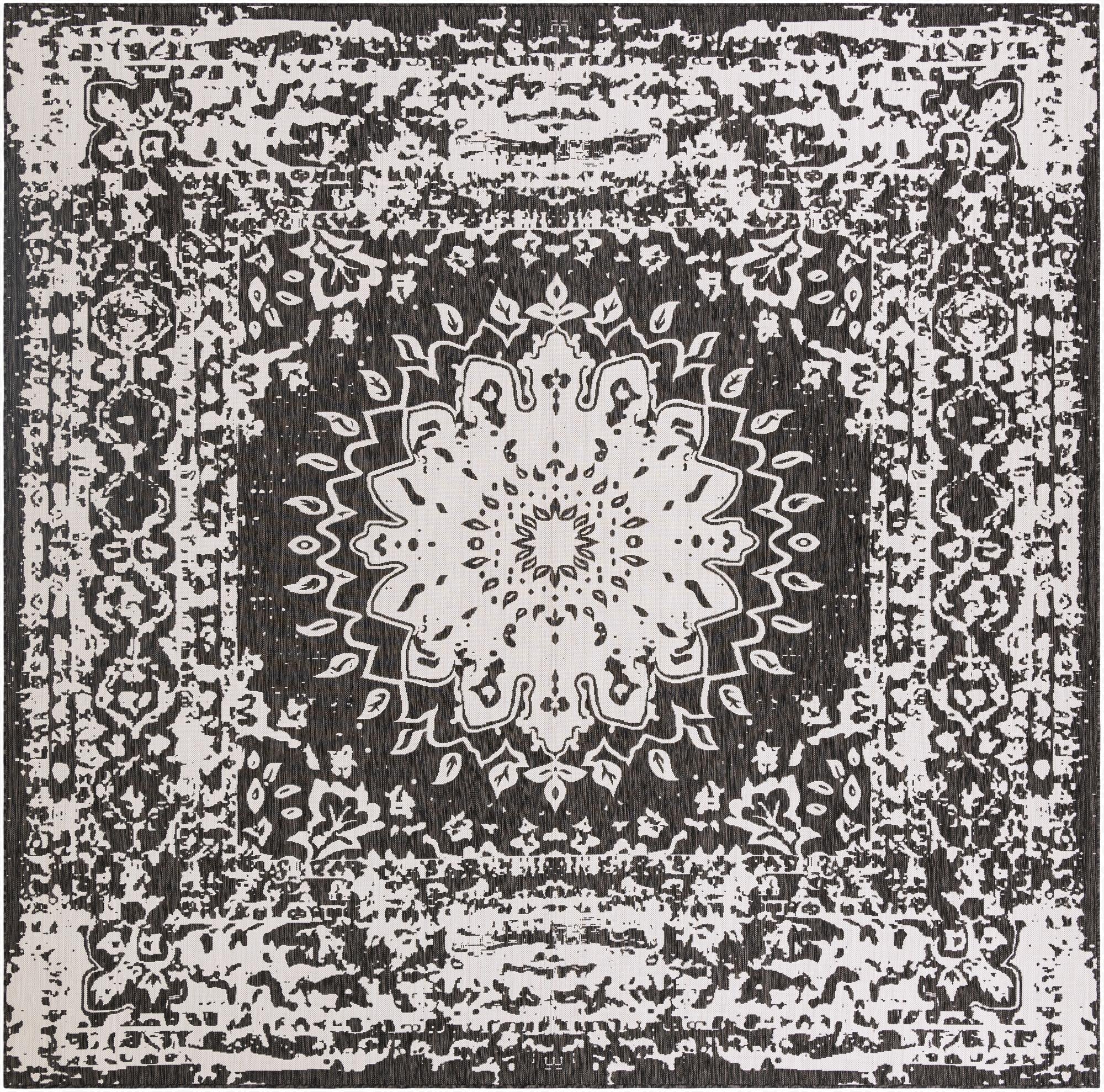  12' x 12'  Washable Traditional Indoor / Outdoor Square Rug
