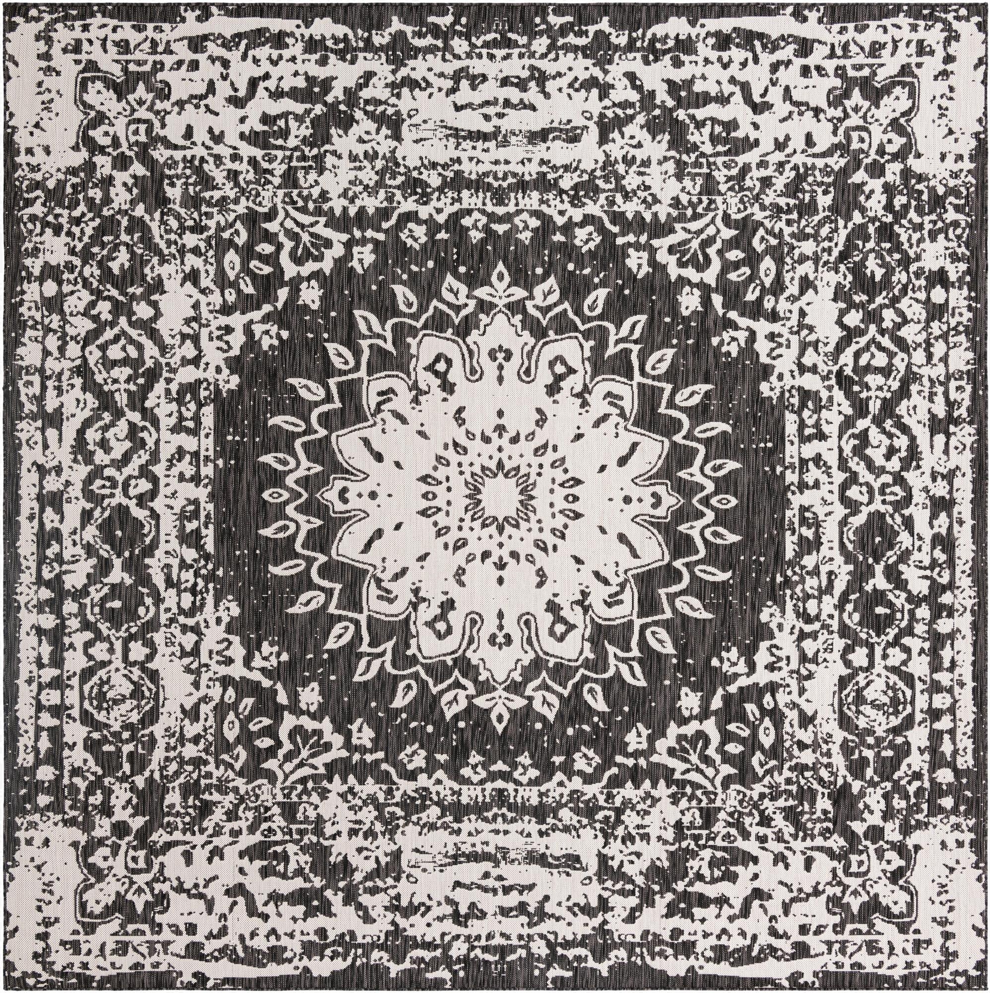  10' x 10'  Washable Traditional Indoor / Outdoor Square Rug