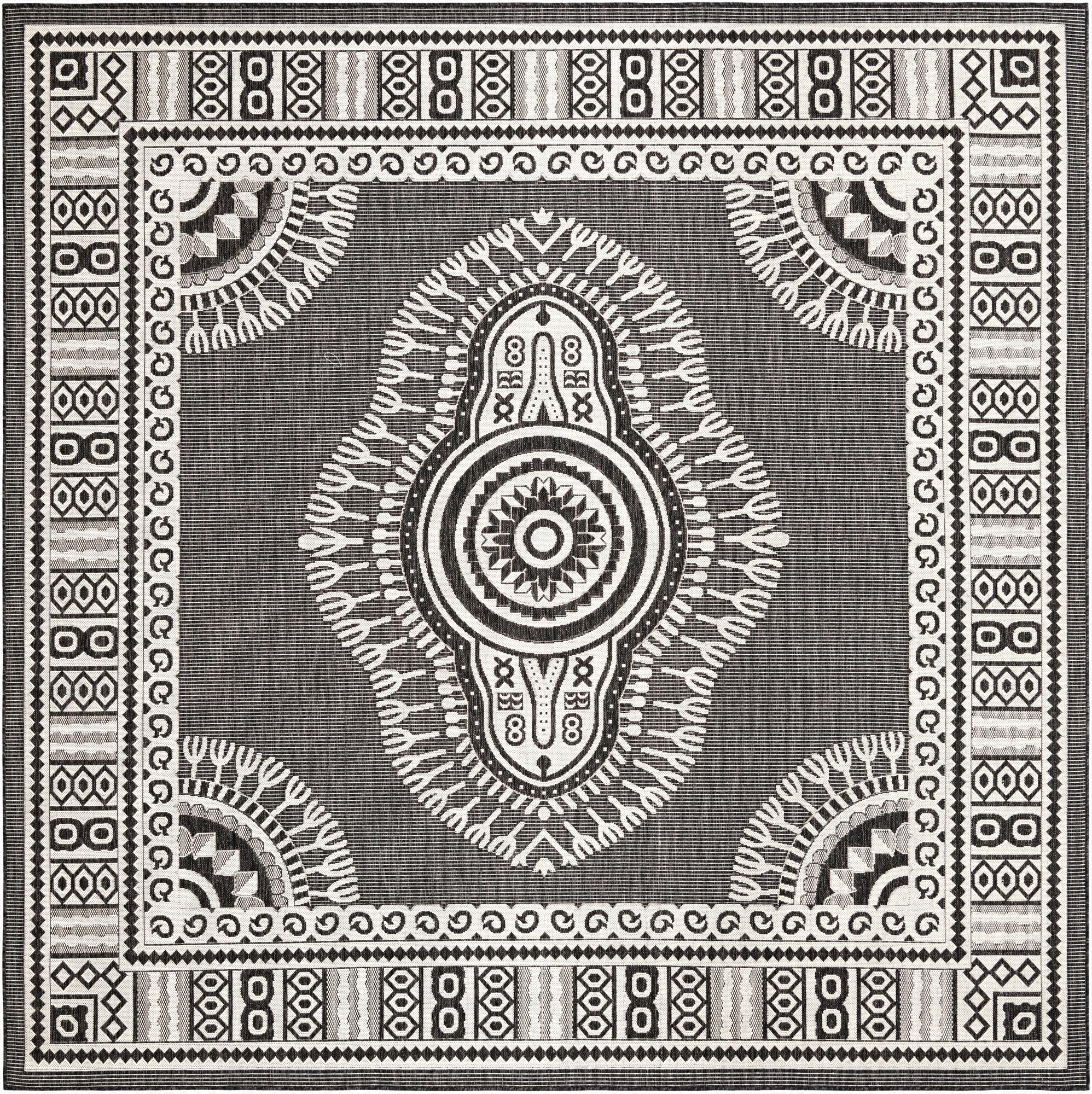  10' x 10'  Washable Traditional Indoor / Outdoor Square Rug