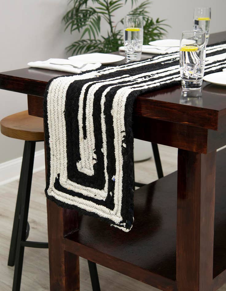 Detail image of  1' 2 x 10'  Hand Braided Chindi Table Runner Rug