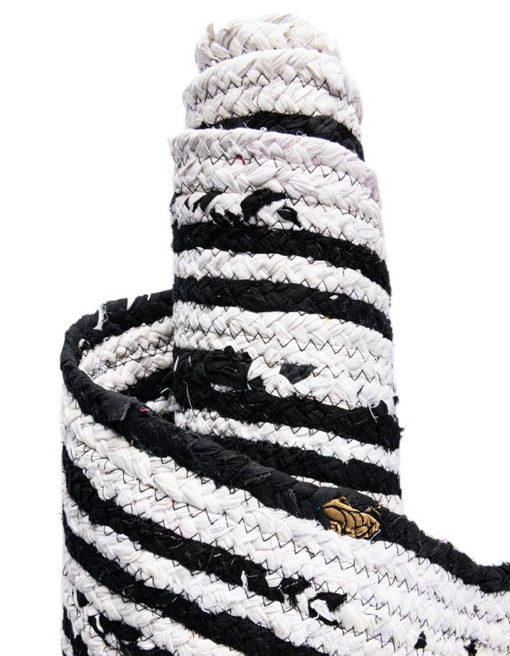 Detail image of  1' 2 x 5' 1  Hand Braided Chindi Table Runner Rug