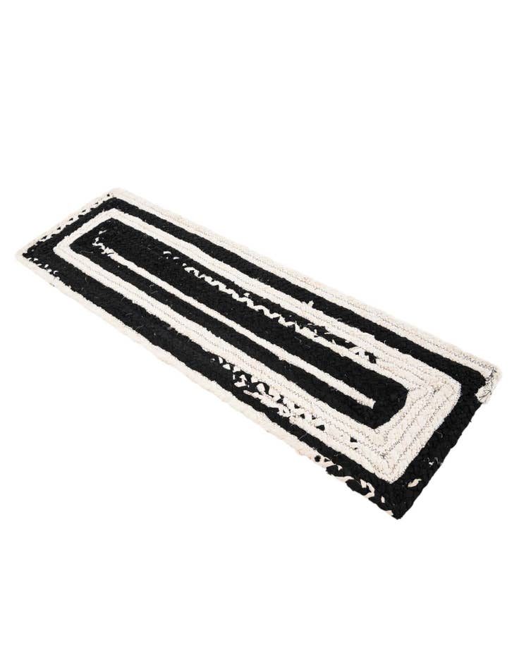 Detail image of  1' 2 x 4' 1  Hand Braided Chindi Table Runner Rug