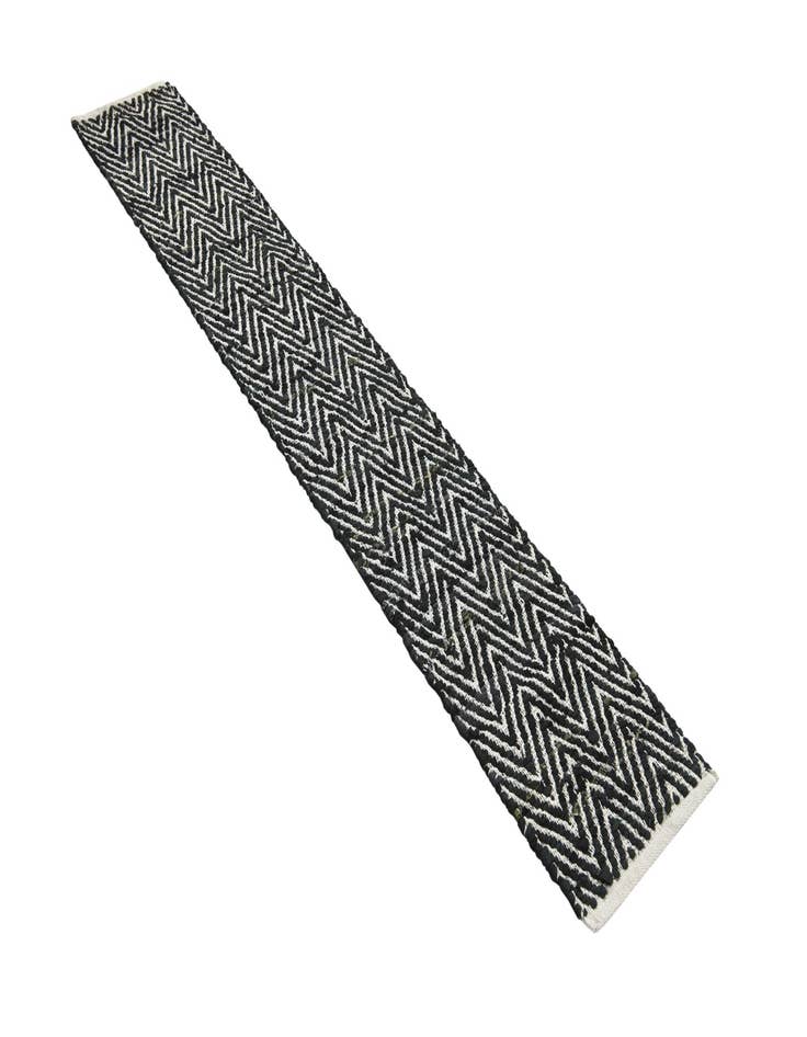 Detail image of  1' 2 x 8'  Hand Woven Chindi Chevron Table Runner Rug