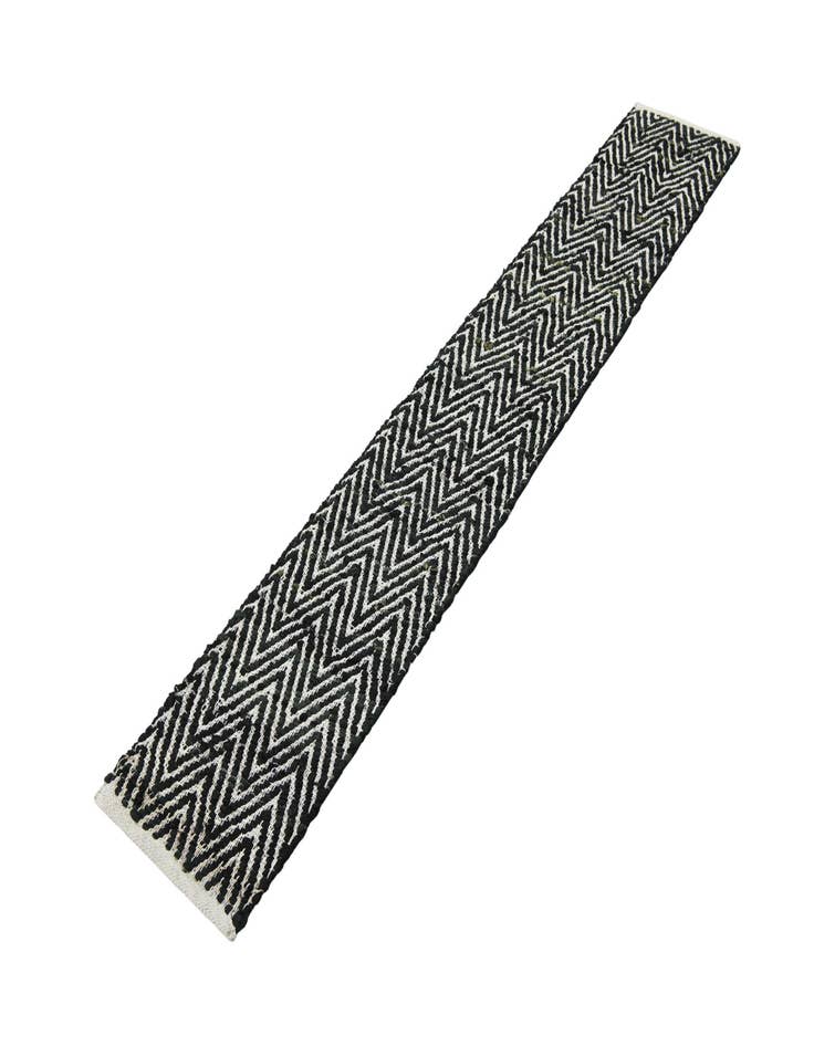 Detail image of  1' 2 x 8'  Hand Woven Chindi Chevron Table Runner Rug