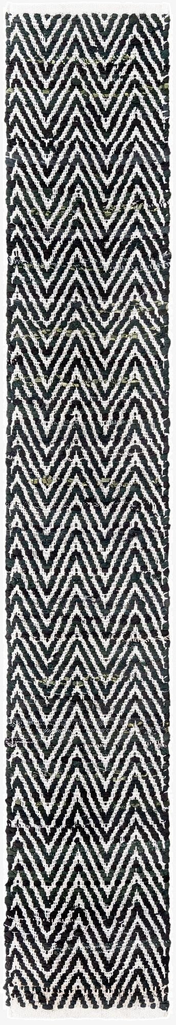  1' 2 x 8'  Hand Woven Chindi Chevron Table Runner Rug