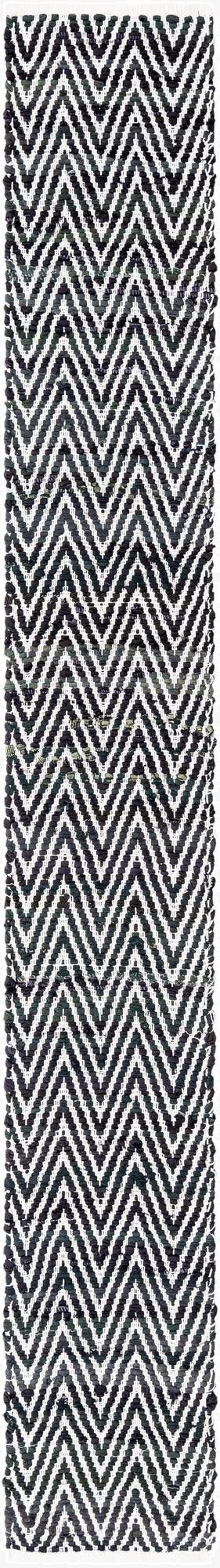  1' 2 x 10'  Hand Woven Chindi Chevron Table Runner Rug