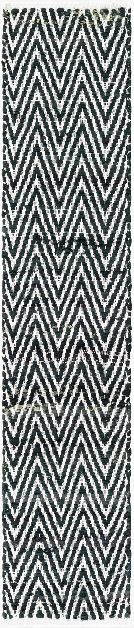  1' 2 x 6' 1  Hand Woven Chindi Chevron Table Runner Rug