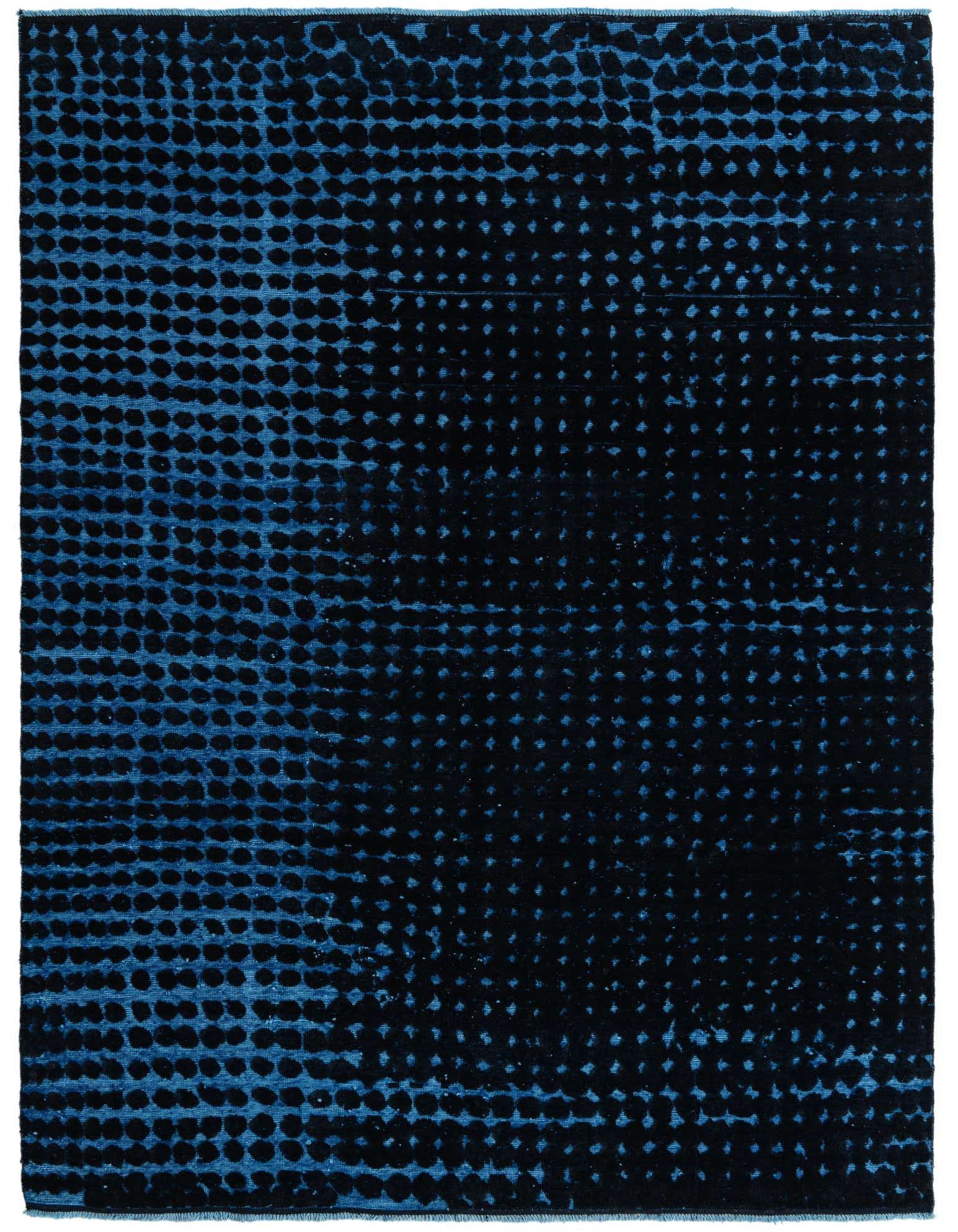 8x10 rectangular Darya rug with a modern abstract pattern in black and blue, featuring a textured pile.