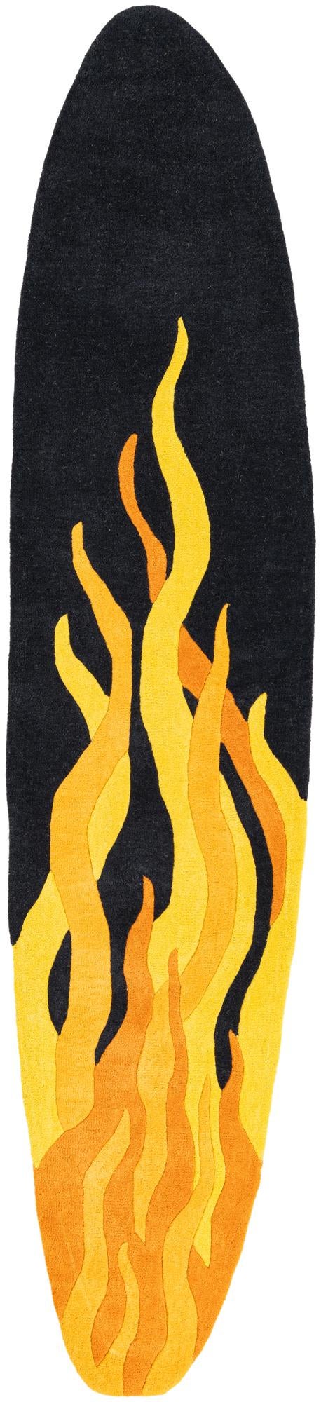 Black 2' x 8' 9 SurfBoard Wool Freeform Rug | Rugs.com