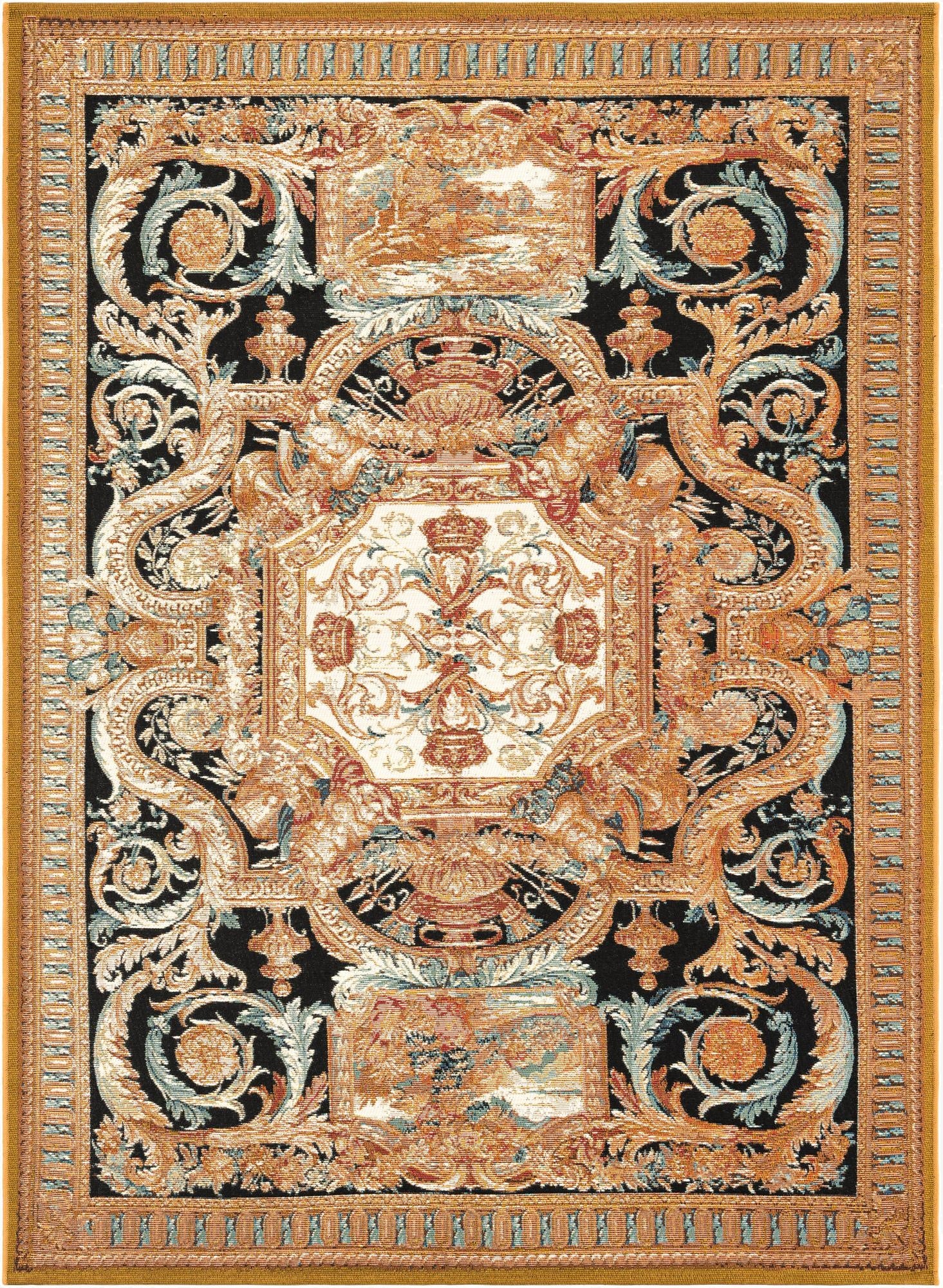  5' 3 x 7'  Washable Traditional Indoor / Outdoor Rug