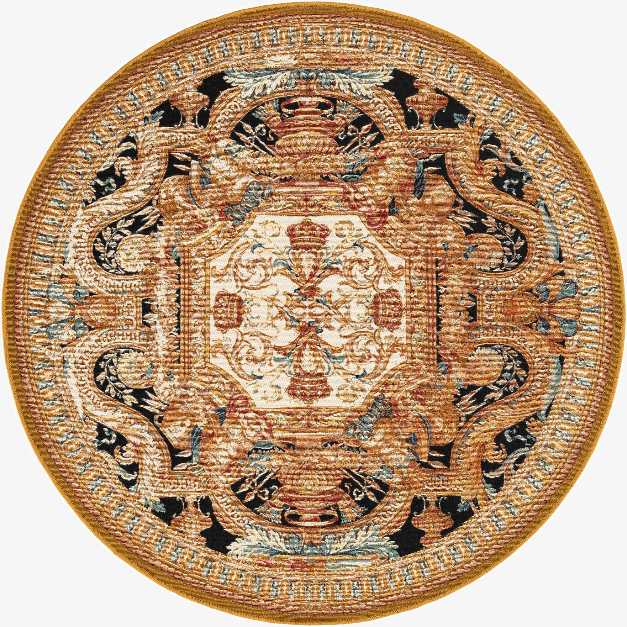  5' 3 x 5' 3  Washable Traditional Indoor / Outdoor Round Rug