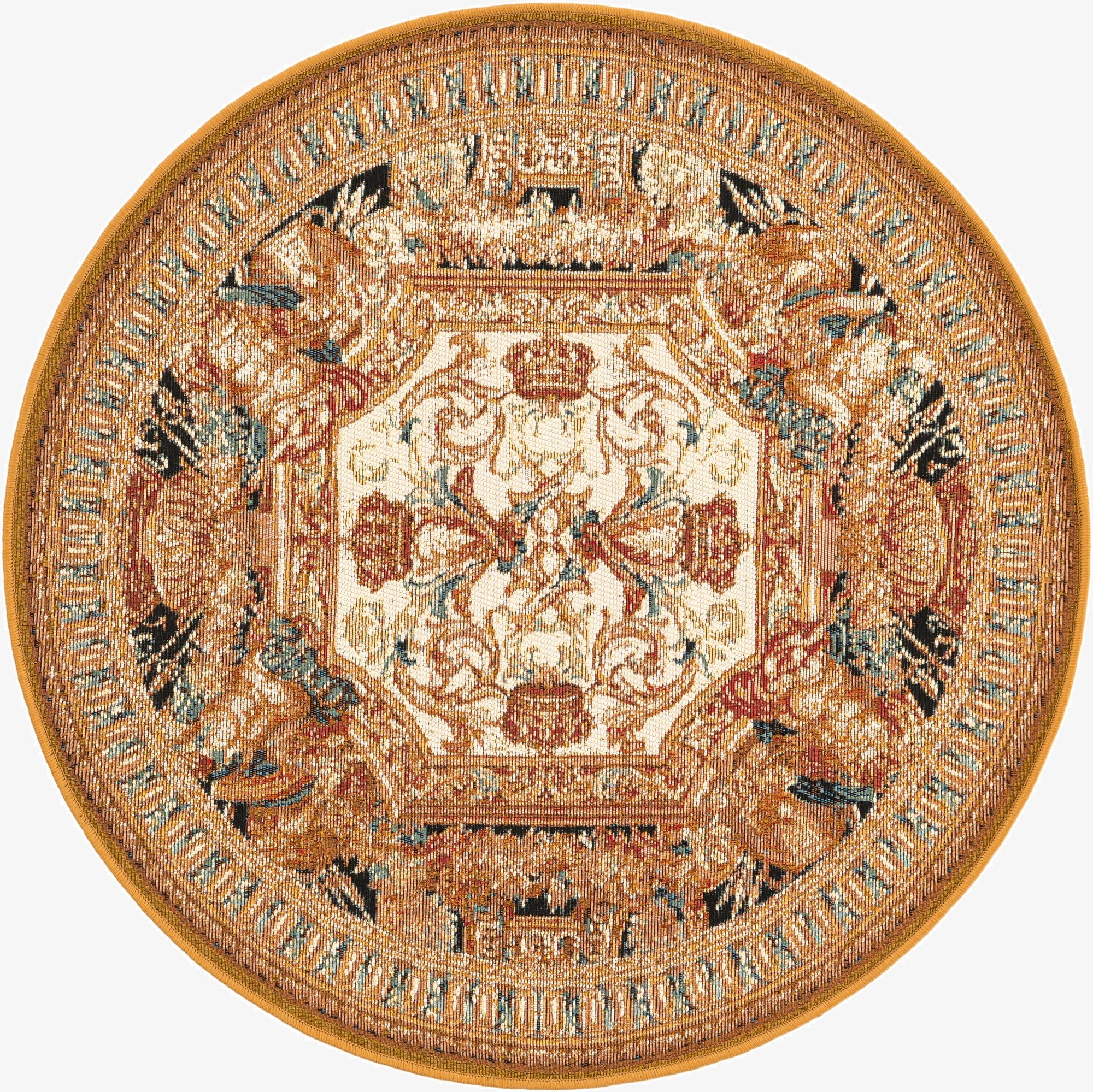  3' 3 x 3' 3  Washable Traditional Indoor / Outdoor Round Rug