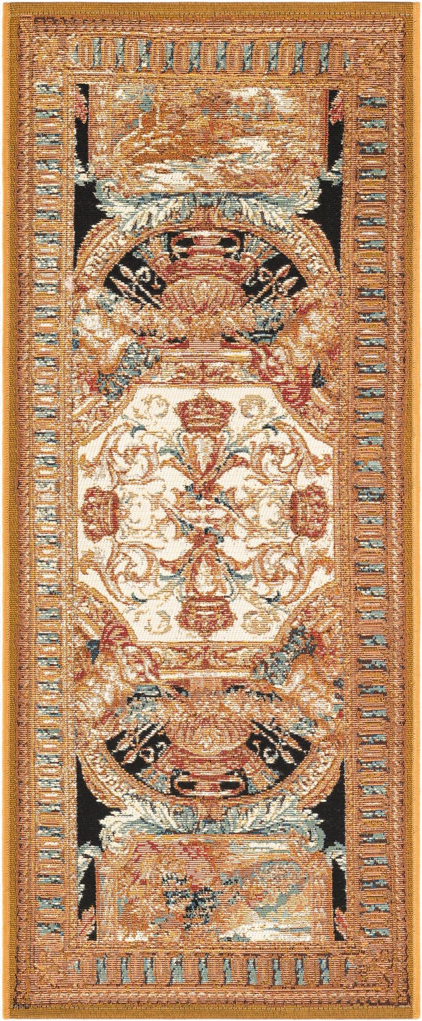  2' x 5'  Washable Traditional Indoor / Outdoor Runner Rug