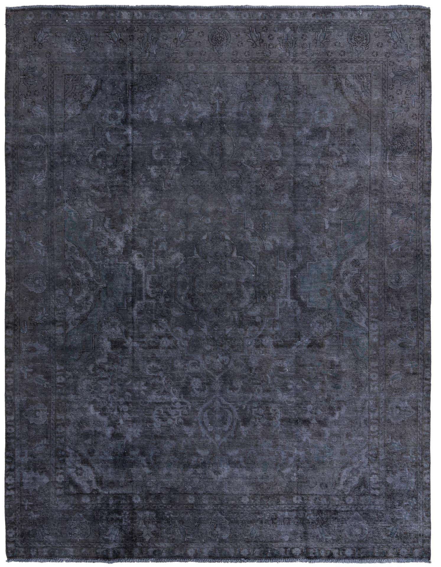 A 9x12 rectangular Ultra Vintage rug in shades of black and gray, featuring a faded Persian pattern, ideal for a living room.