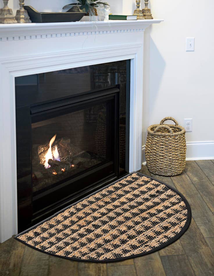 Detail image of  2' 2 x 3' 7  Hand Woven Chindi Jute Hearth Rug