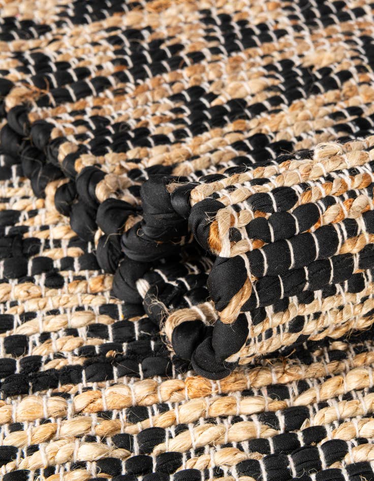 Detail image of  2' 2 x 3' 7  Hand Woven Chindi Jute Hearth Rug