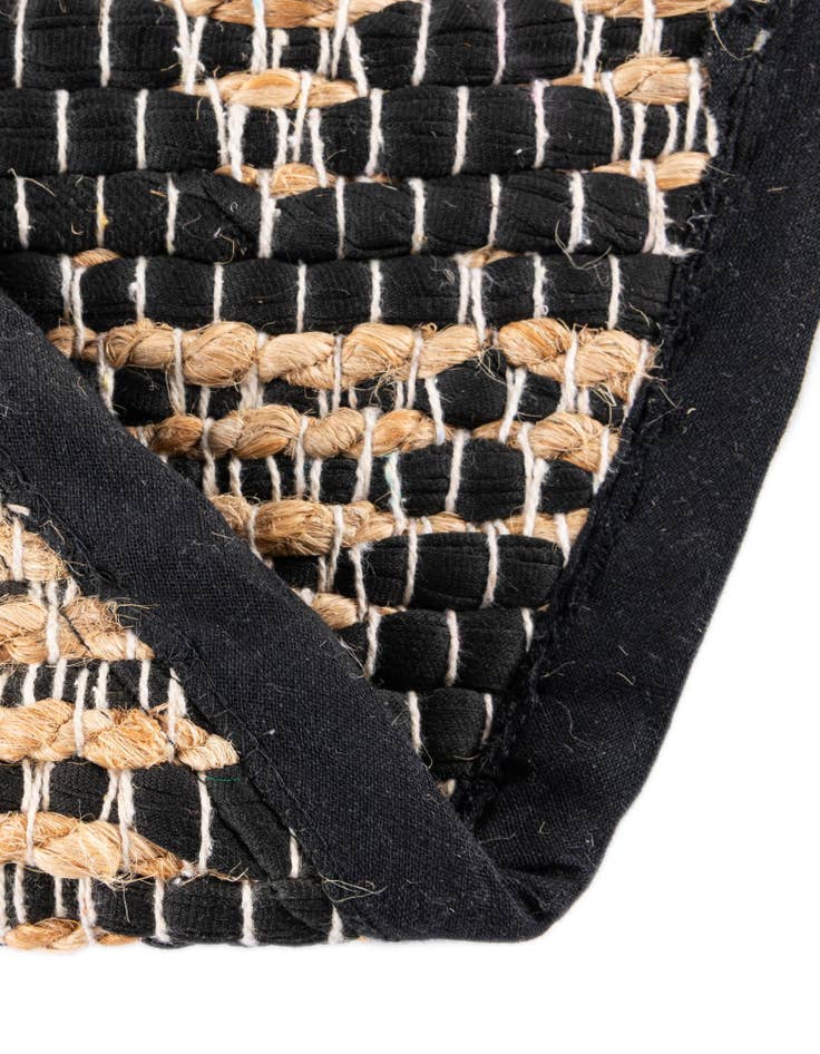 Detail image of  2' 2 x 3' 7  Hand Woven Chindi Jute Hearth Rug