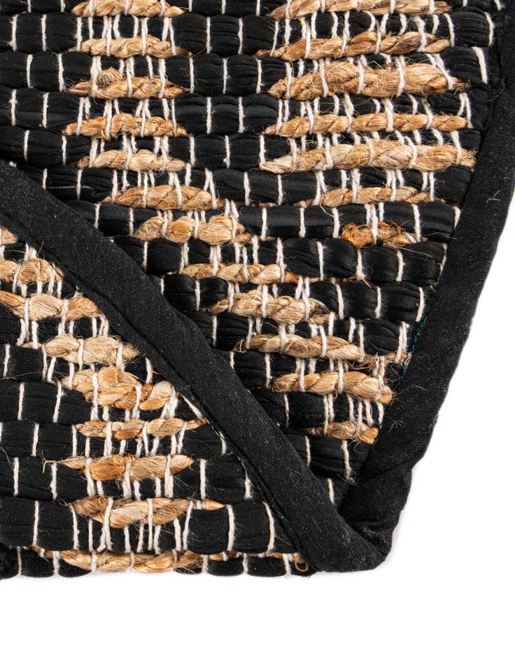 Detail image of  2' 2 x 3' 7  Hand Woven Chindi Jute Hearth Rug