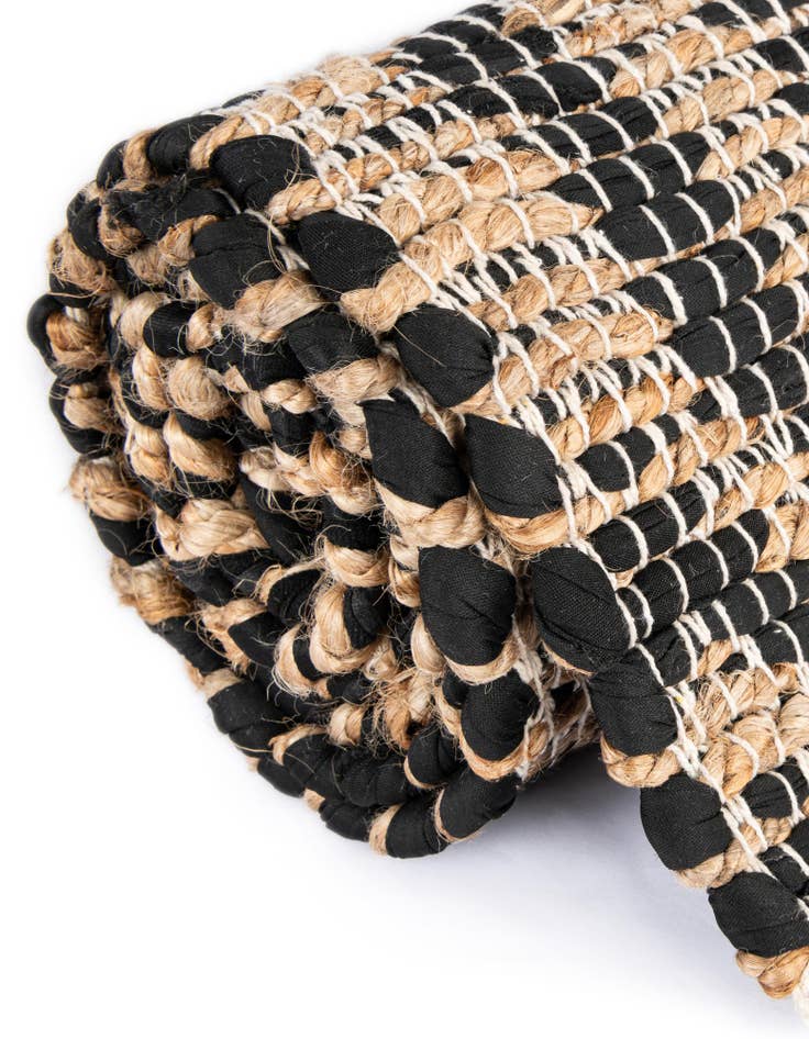 Detail image of  2' 2 x 3' 7  Hand Woven Chindi Jute Hearth Rug