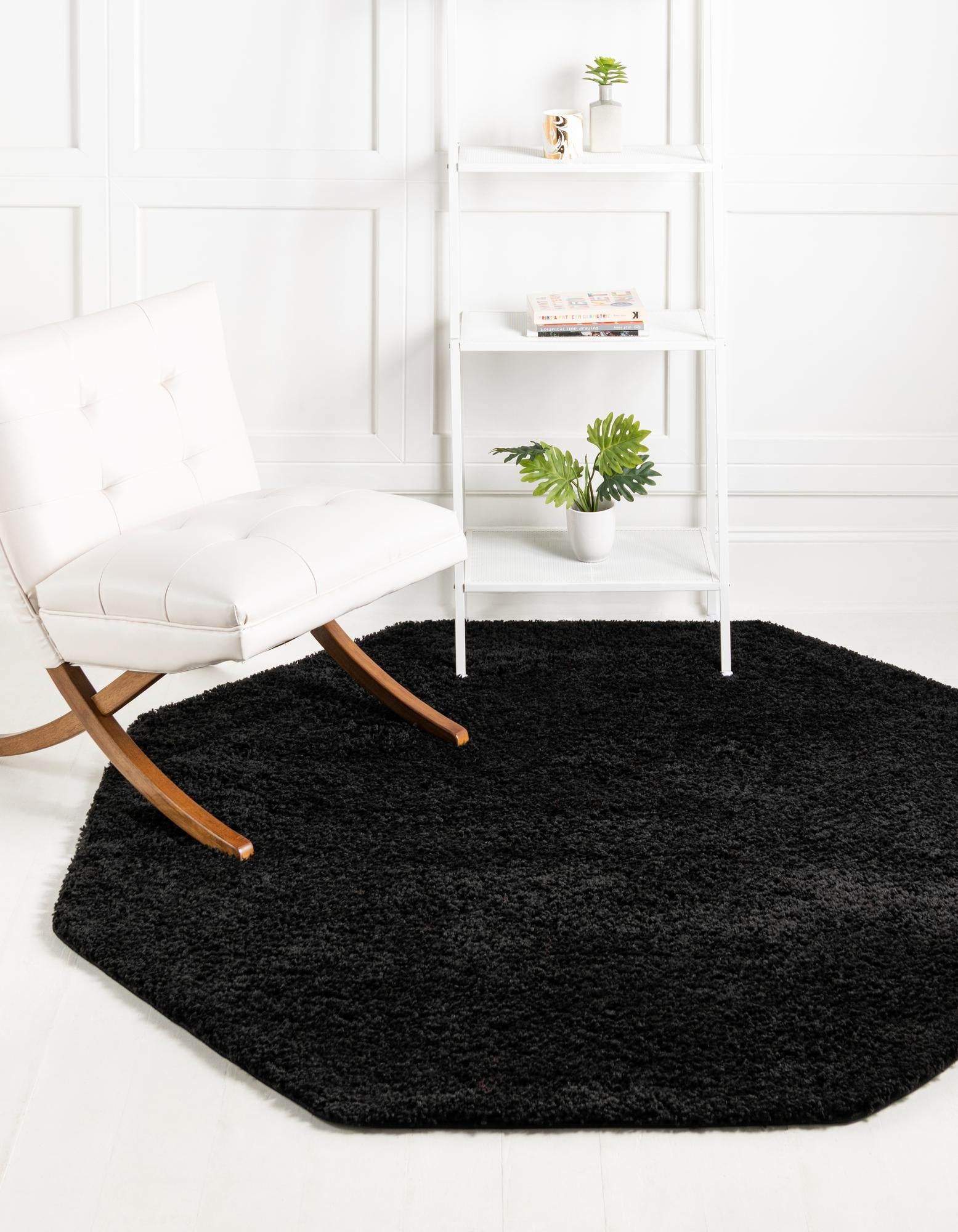 Black 6' x 6' Everyday Shag Octagon Rug | Rugs.com