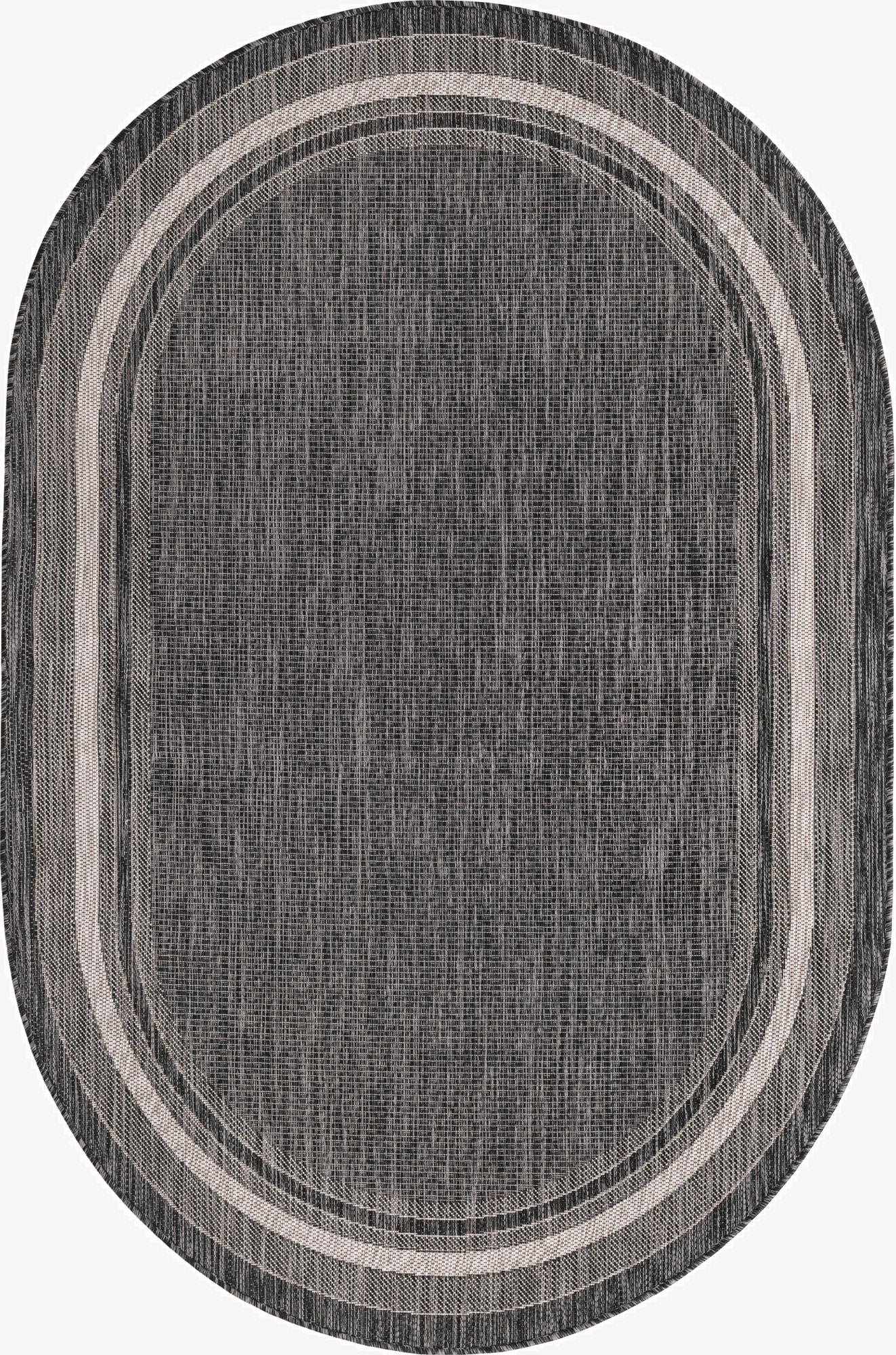  5' 3 x 8'  Washable Border Indoor / Outdoor Oval Rug