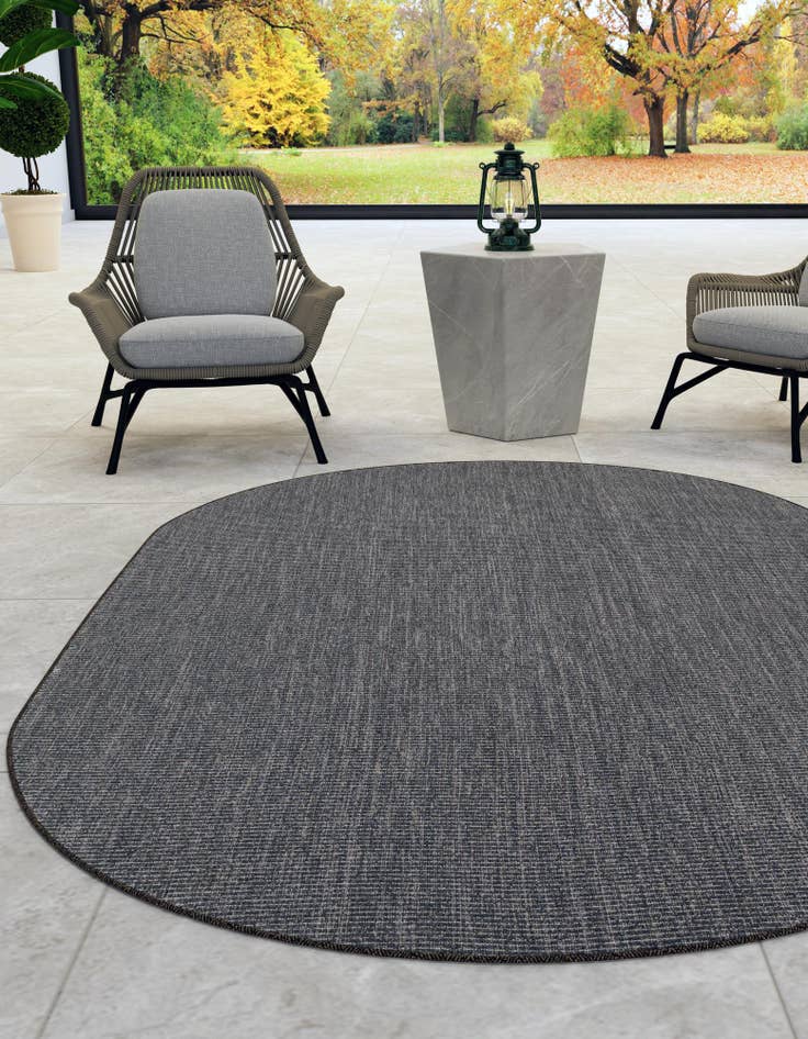 Detail image of  5' 3 x 8'  Washable Solid Indoor / Outdoor Oval Rug
