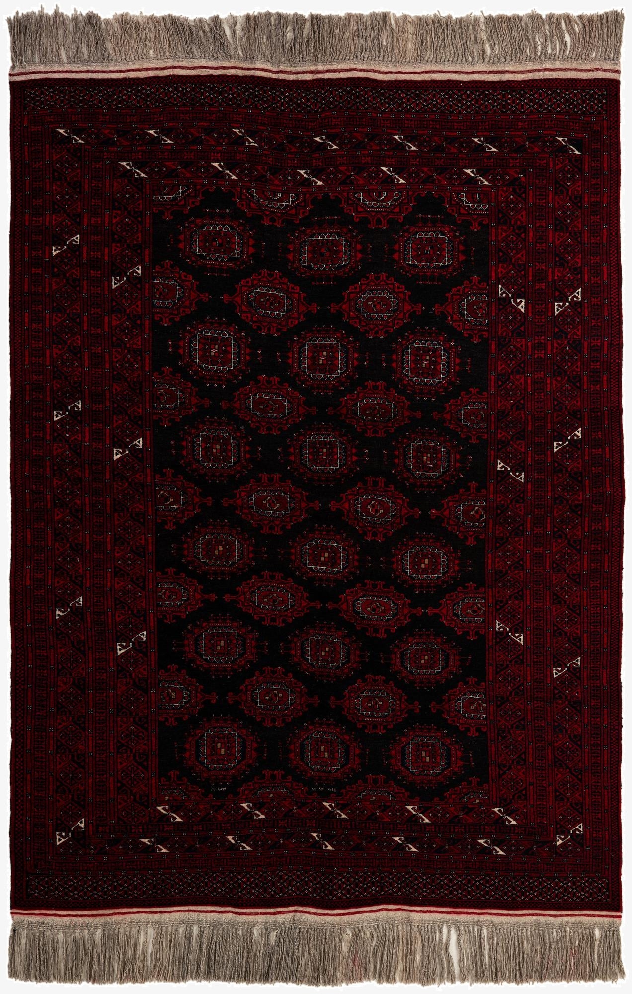  5' 2 x 7' 1  Hand Knotted Afghan Akhche Oriental Wool Rug