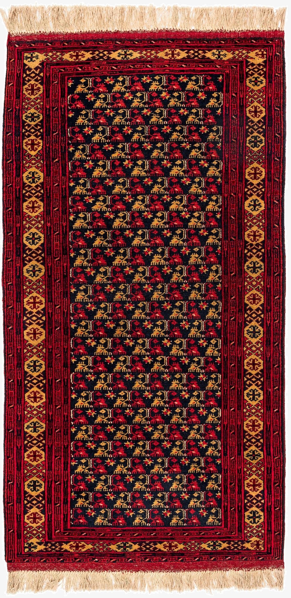  3' 5 x 6' 9  Hand Knotted Afghan Mouri Wool Rug