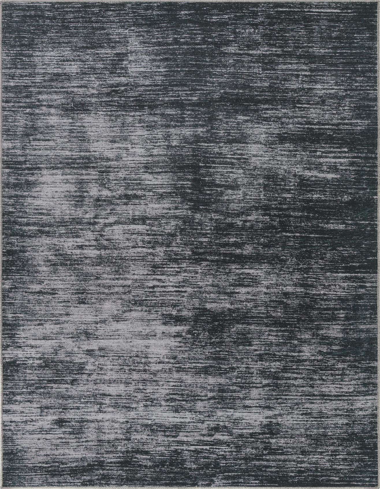 A 6x9 rectangular Rugs.com Asha rug featuring a modern black and gray striped pattern with a textured, flatweave pile.