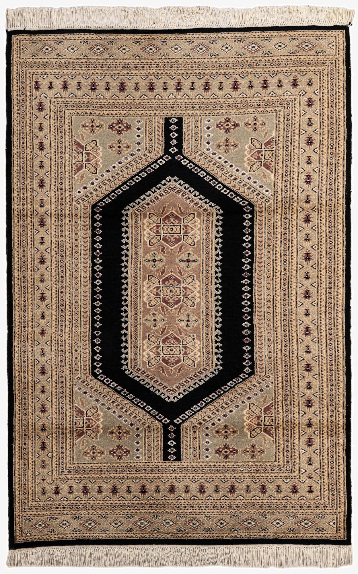  4' 3 x 6' 5  Hand Knotted Bokhara Oriental Rug