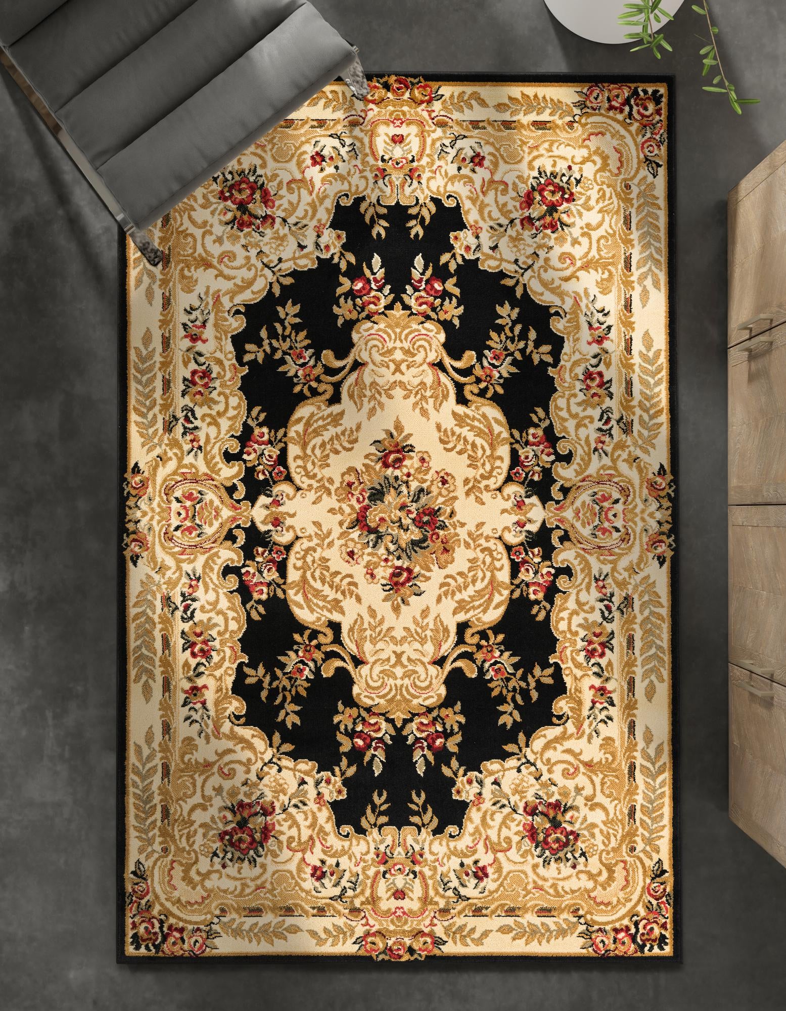 Black 5' 3 x 8' Chateau Rug | Rugs.com